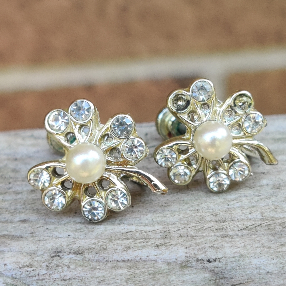 🍀 Vintage Pearl And Diamond Four Leaf Clover - Picture 6 of 8